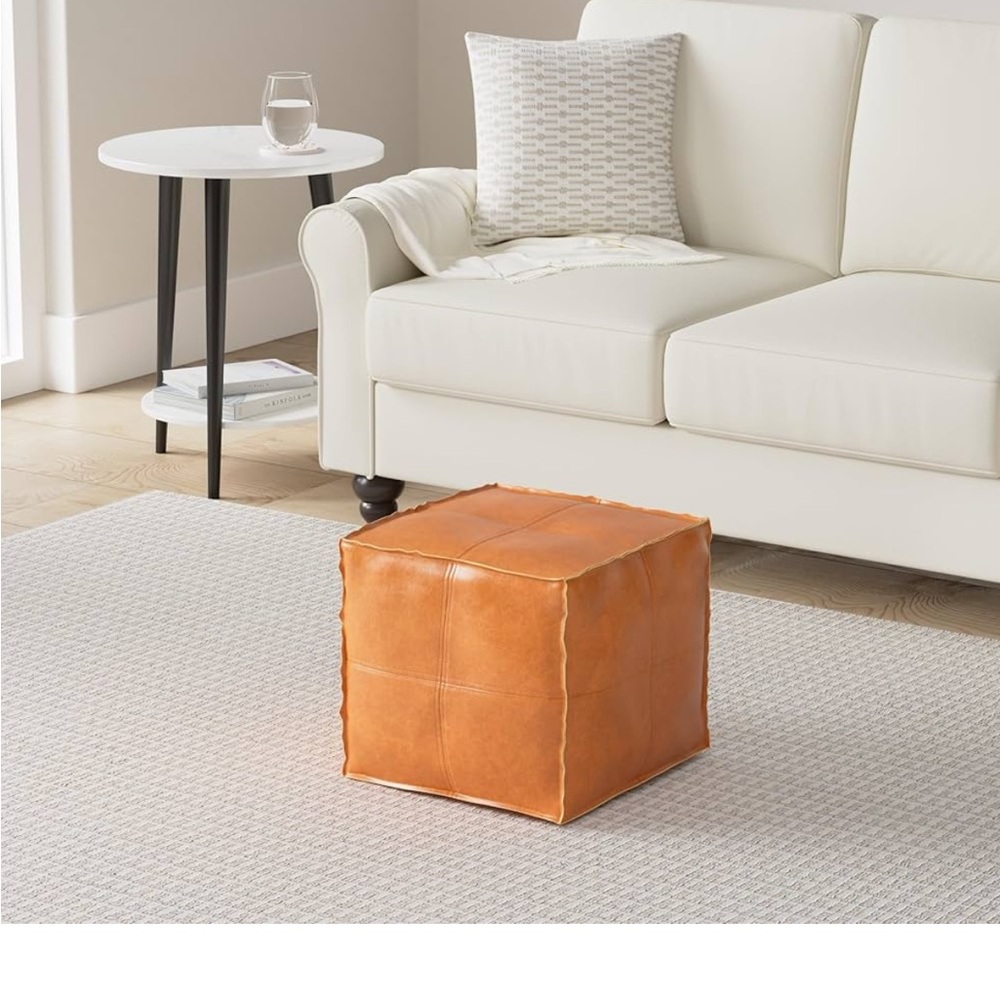 Faux Leather Ottoman UNSTUFFED - Picture 2 of 6